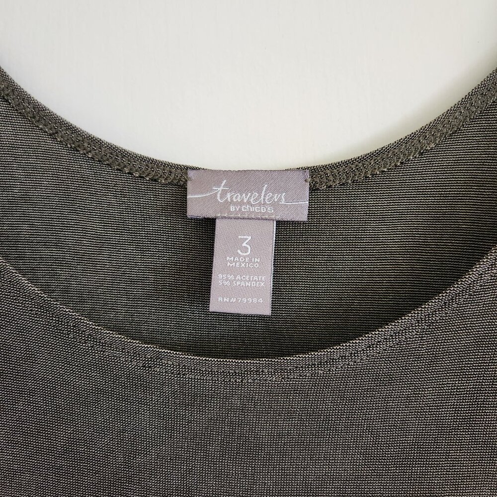 Travelers By Chicos Knit Travel Tank Top in Olive Green Brown Sz. 3 or L - Picture 5 of 5